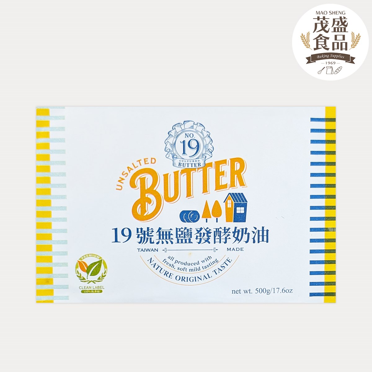 【19號】發酵無鹽奶油 500g 臺灣製 (黃)