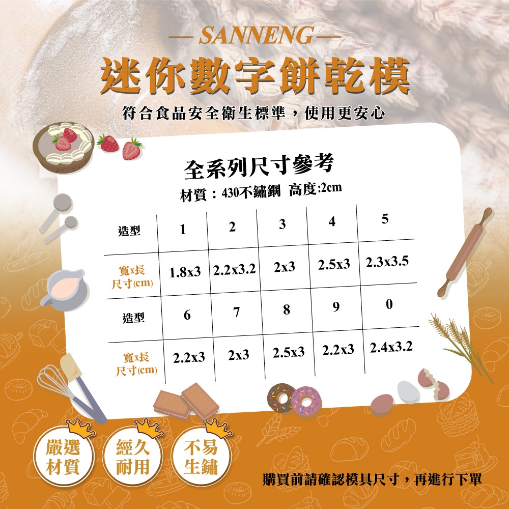 【三箭牌】不鏽鋼迷你數字餅乾模 10入