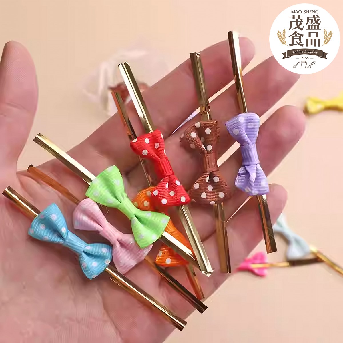 金色鐵絲 彩色金條 蝴蝶結 封口帶 (25入/包)