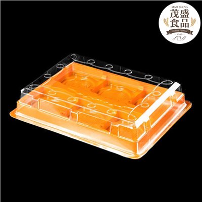 六粒綠豆 [凸盒] 橘底 塑膠盒 ( 5入 / 50入 )